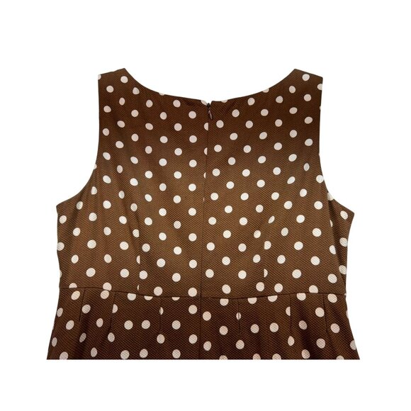 Dressbarn Polka Dot Sleeveless Dress Size 8 Brown & White - Picture 11 of 11